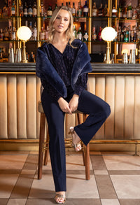 Faux Wrap Velvet Blouse