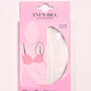 Packaging of clear bra straps with pink accents and Eve's Bra Accessories branding.