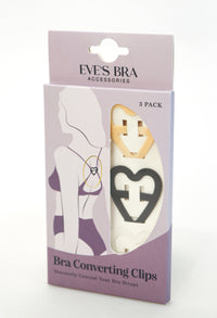 Packaging of Eve's Bra converting clips with illustrations on a white background