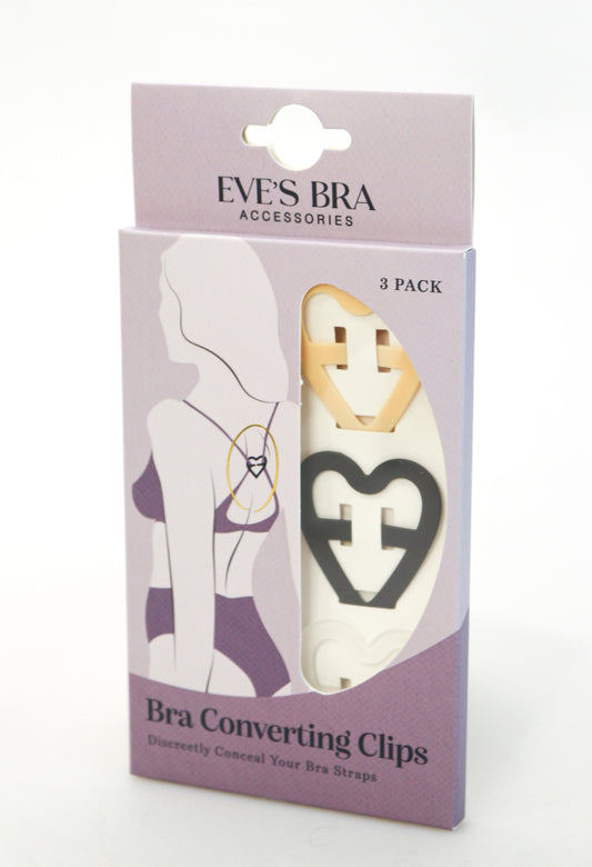 Packaging of Eve's Bra converting clips with illustrations on a white background