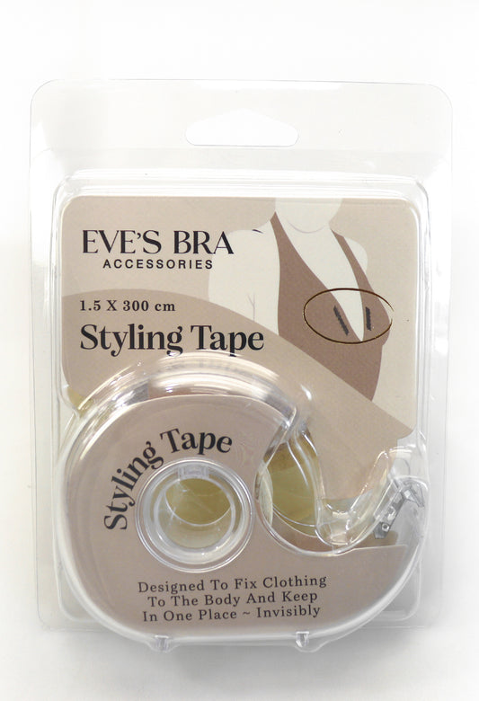Packaged styling tape with Eve's Bra Accessories branding on a white background