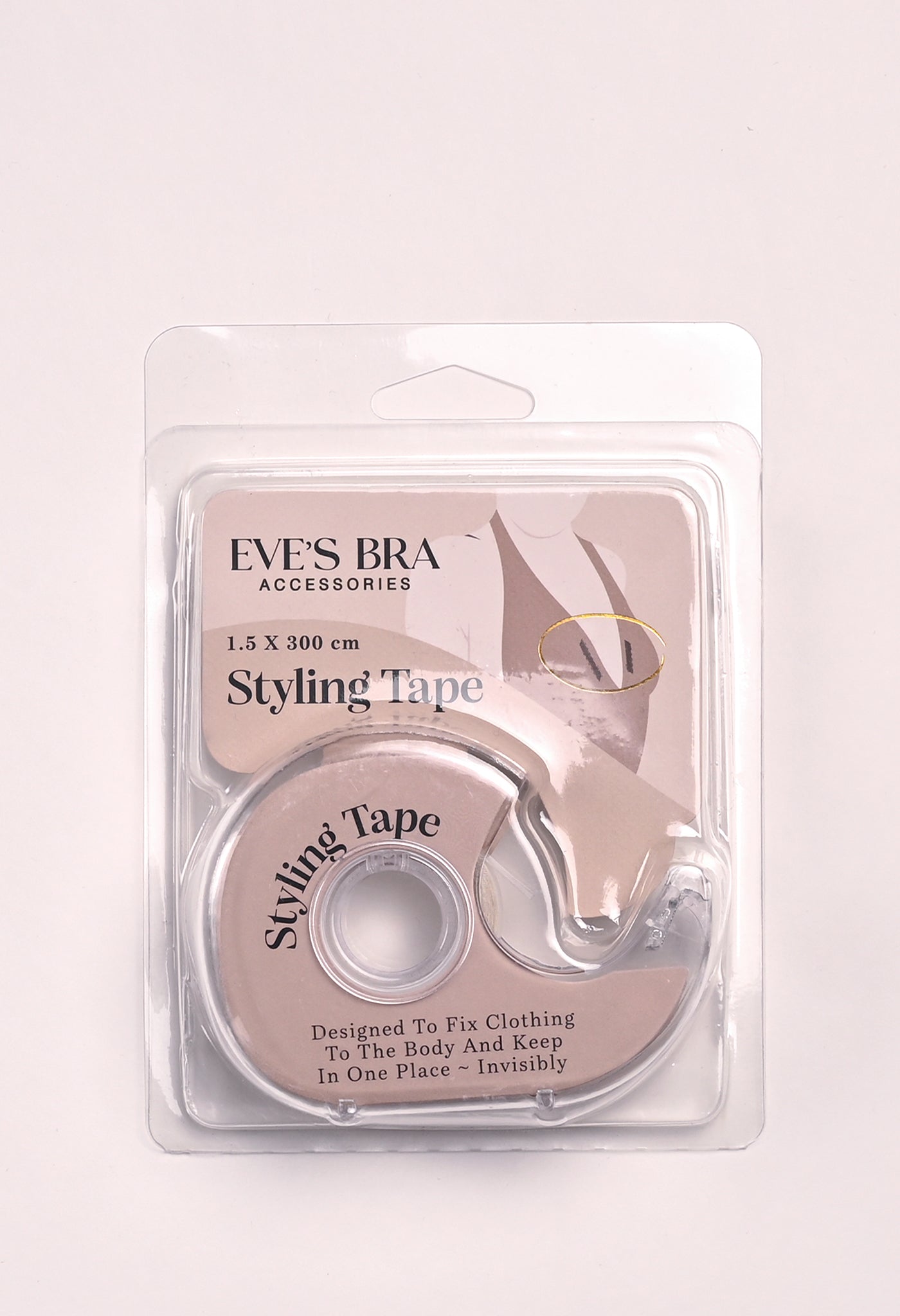 Packaged styling tape with visible branding on a white background