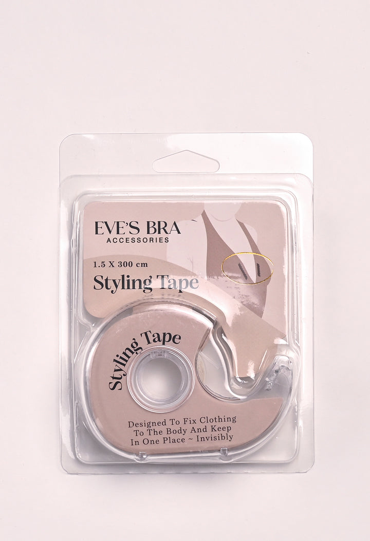 Packaged styling tape with visible branding on a white background