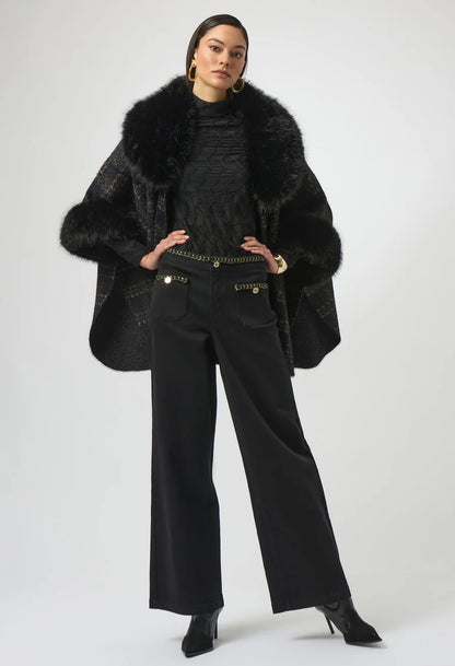 wide leg jeans with front pockets and trims