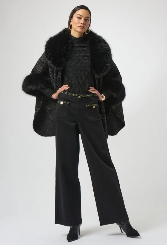 wide leg jeans with front pockets and trims