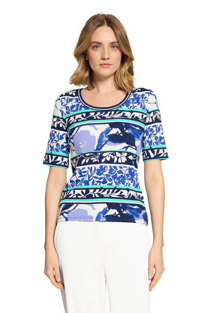 Floral And Stripe Rib Top