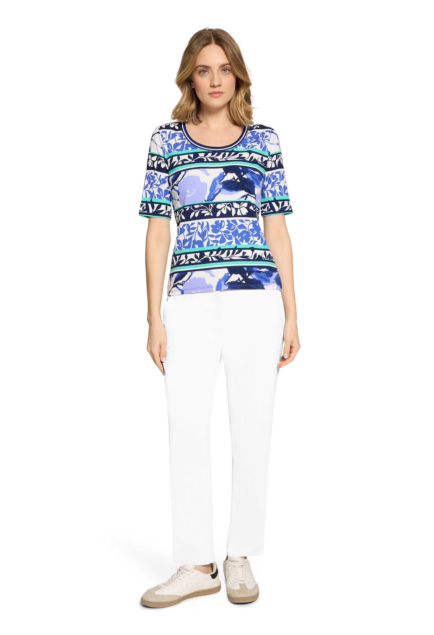 Floral And Stripe Rib Top