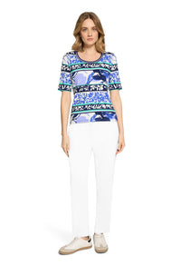 Floral And Stripe Rib Top