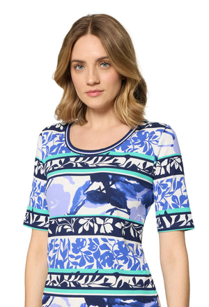 Floral And Stripe Rib Top