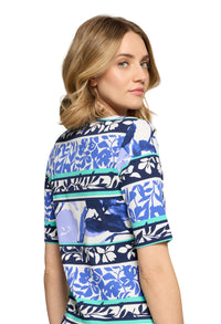 Floral And Stripe Rib Top