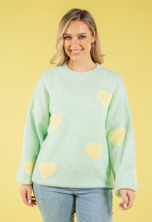 Love Heart Fluffy Knit Jumper