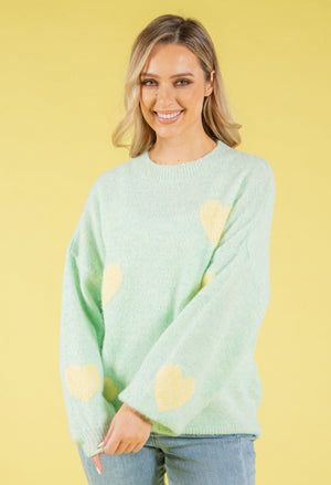 Love Heart Fluffy Knit Jumper