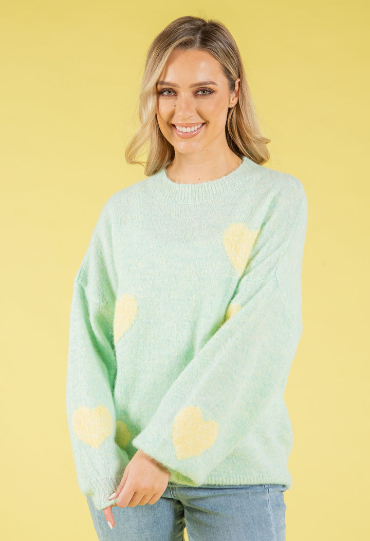 Love Heart Fluffy Knit Jumper