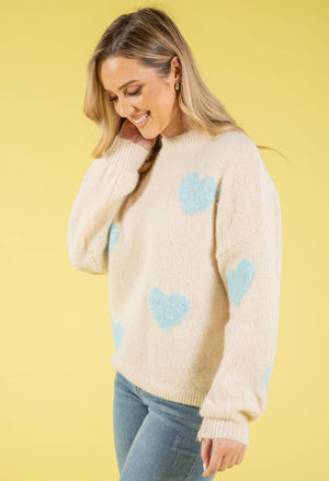 Love Heart Fluffy Knit Jumper