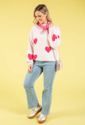 Love Heart Fluffy Knit Jumper
