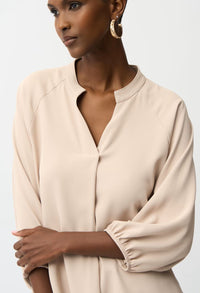 Mock Neck Puff-Sleeve Blouse