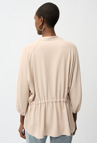 Mock Neck Puff-Sleeve Blouse