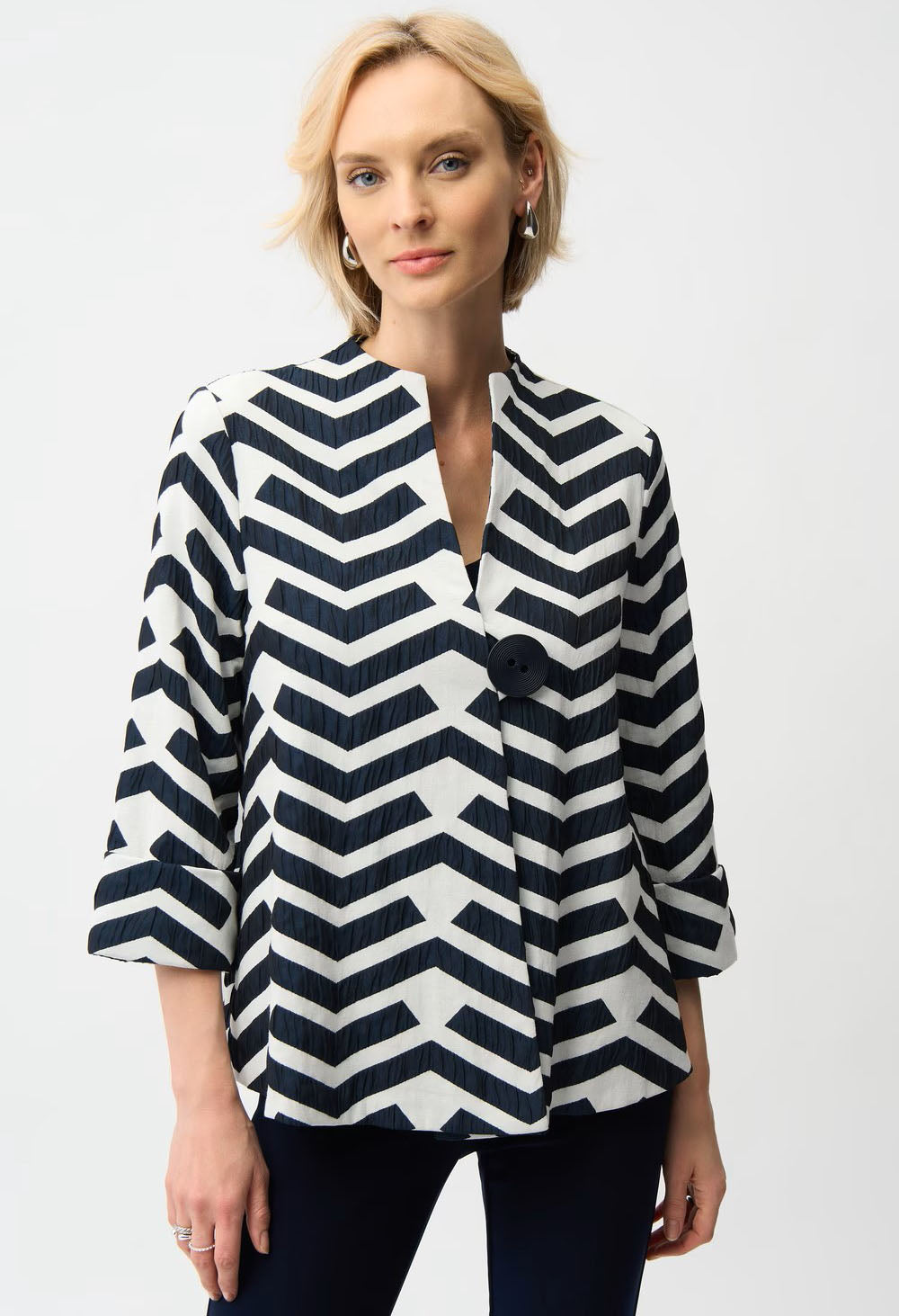 Geometric Collared Casual Jacket