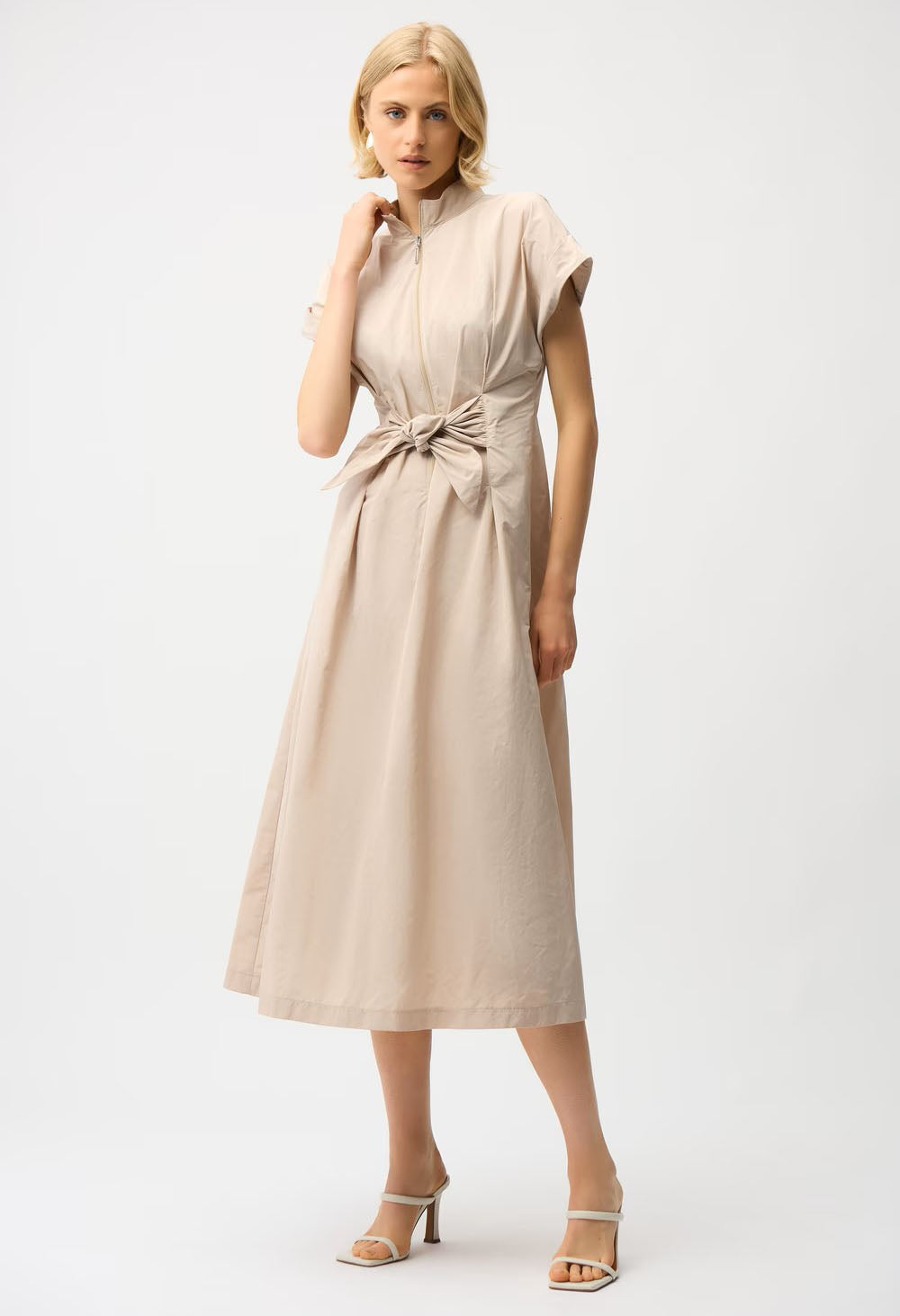 High-neck Midi Wrap Dress