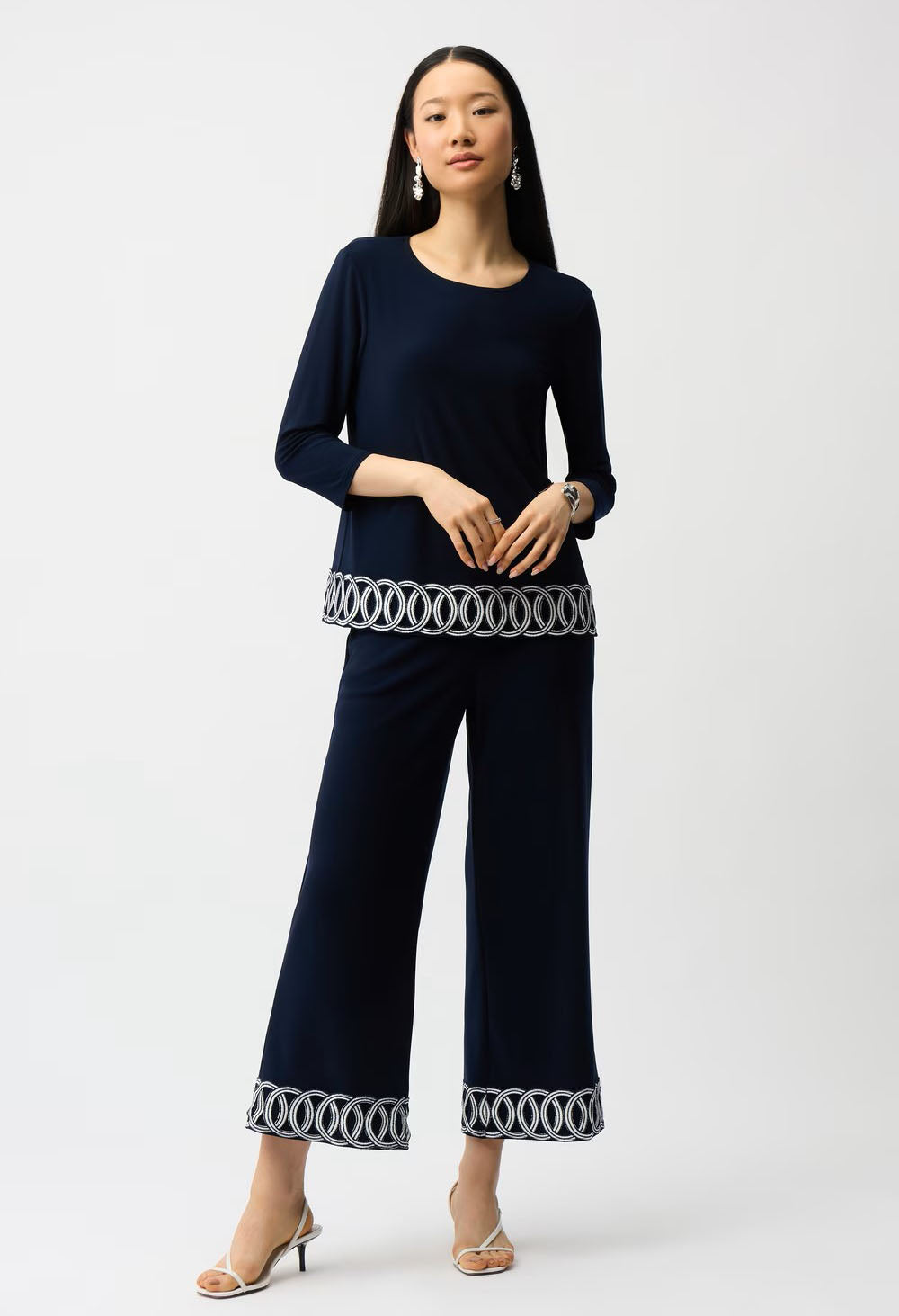 Embroidered Wide-leg Trousers