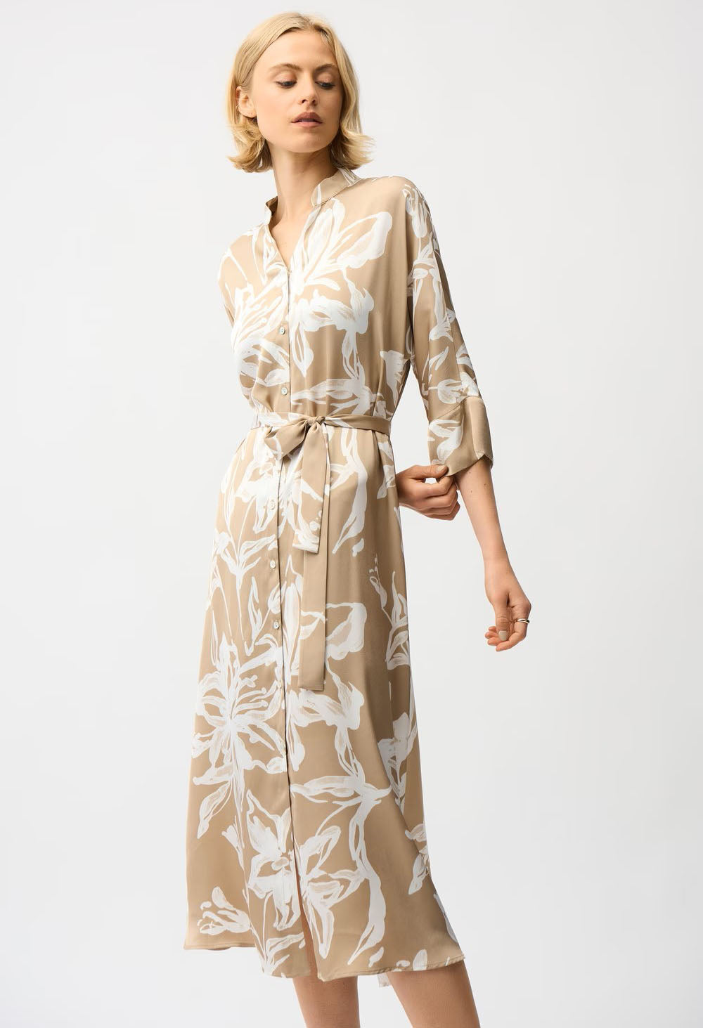 Floral Belted Shirt Dress