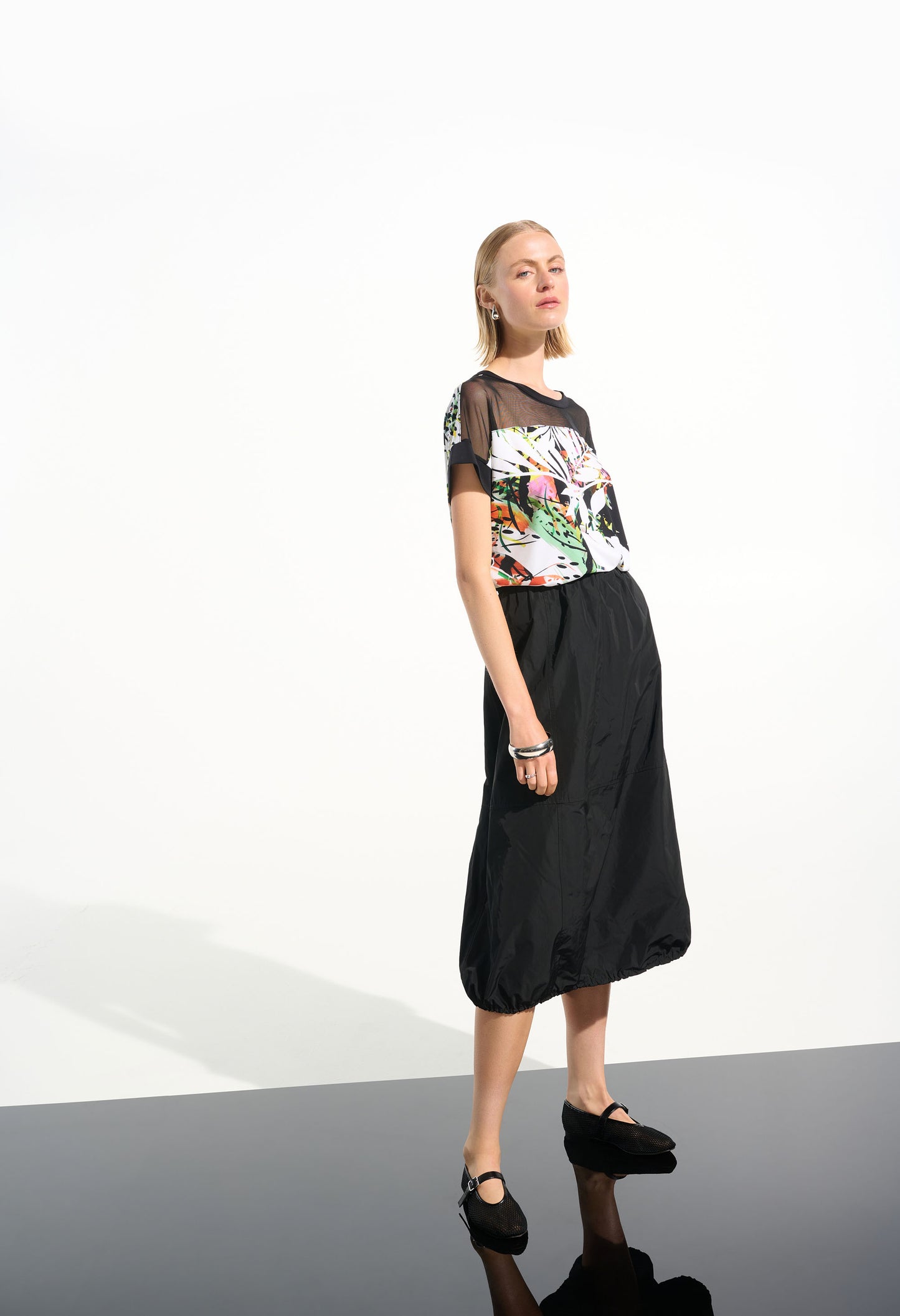 High-waist A-line Midi Skirt