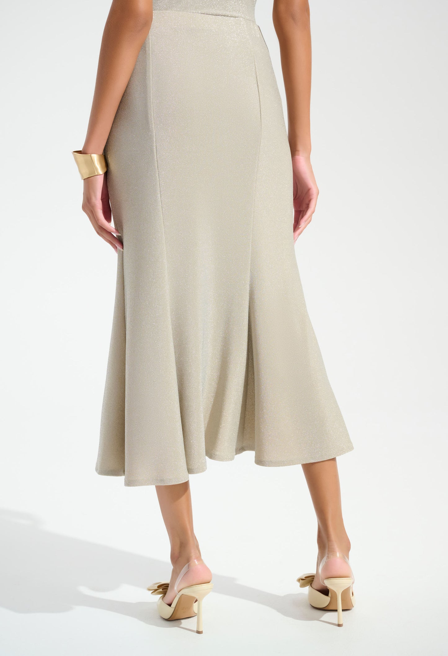 Ruched Midi Flared Skirt