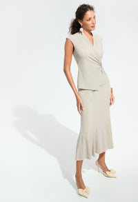 Ruched Midi Flared Skirt