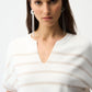 Striped V-neck Top