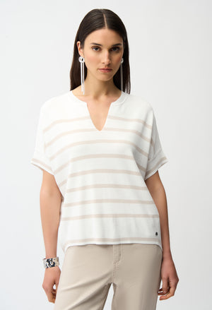 Striped V-neck Top