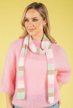 Wool Blend Striped Skinny Scarf