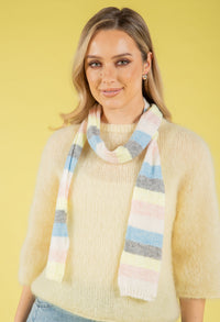 Wool Blend Striped Skinny Scarf