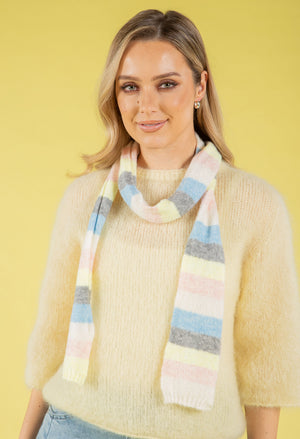 Wool Blend Striped Skinny Scarf
