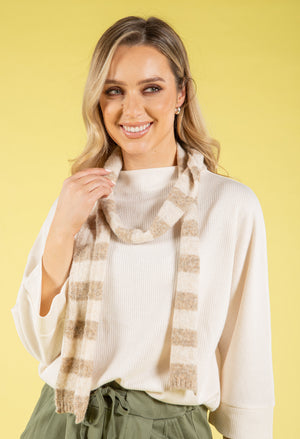 Wool Blend Striped Skinny Scarf