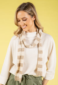 Wool Blend Striped Skinny Scarf