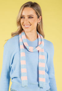 Wool Blend Striped Skinny Scarf