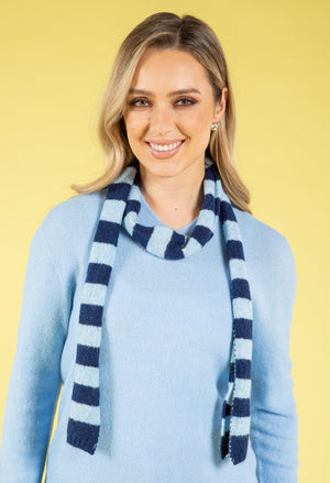Wool Blend Striped Skinny Scarf