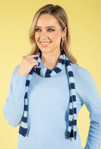 Wool Blend Striped Skinny Scarf