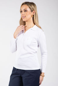 Pleated Shoulder Polo Top