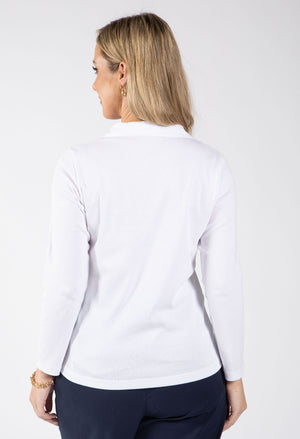 Pleated Shoulder Polo Top