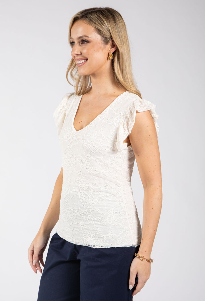 Cube Lace V-Neck Top