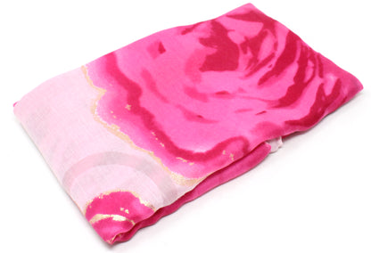 Pink and white patterned fabric on a white background