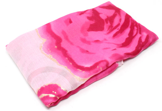 Pink and white patterned fabric on a white background
