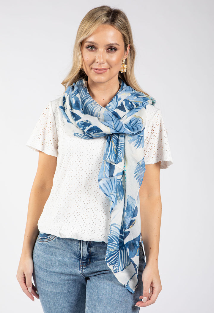 Tropical Leaf Print Scarf