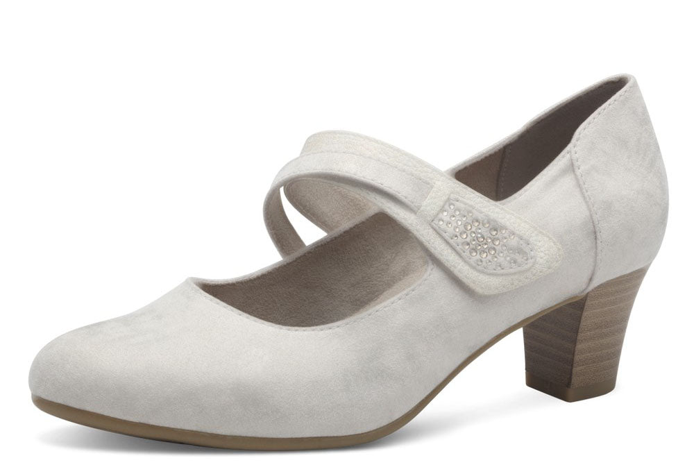 mary jane style heel with velcro strap