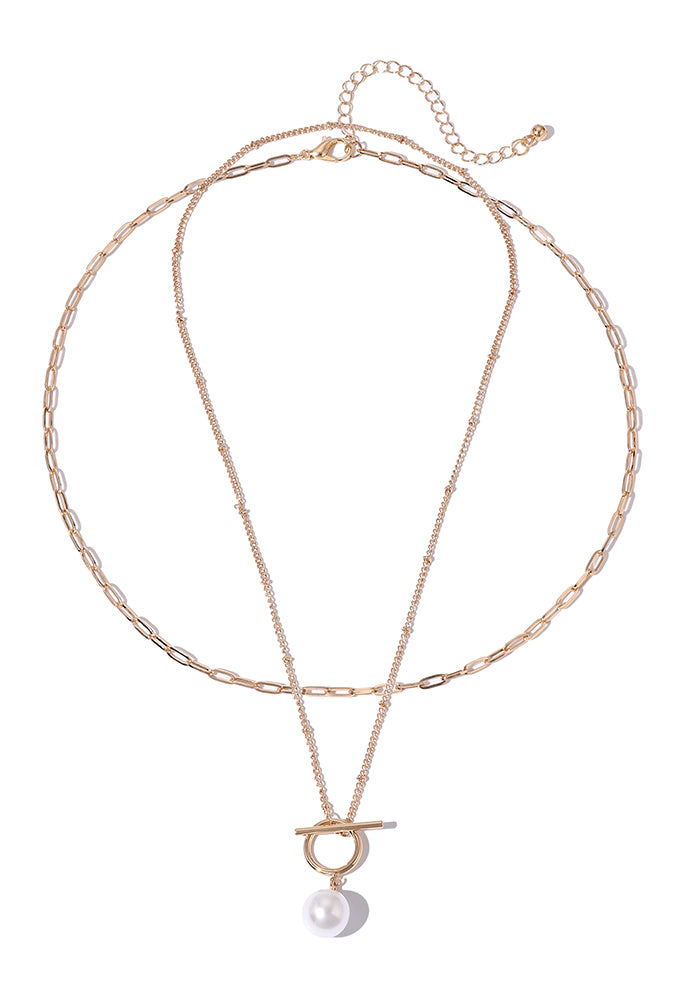 Necklace with a pearl pendant on a white background