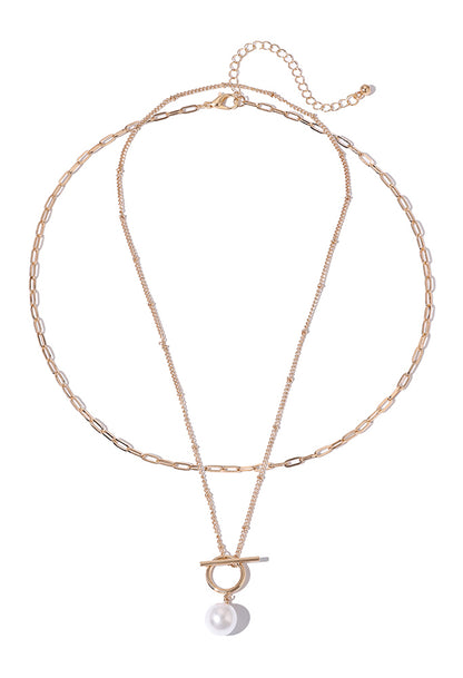 Necklace with a pearl pendant on a white background