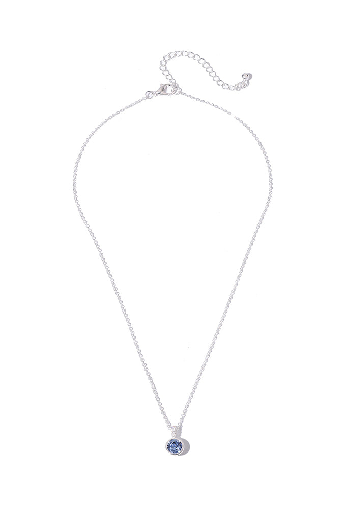Necklace with a blue pendant on a white background