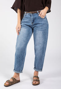 Belted Barrel Jeans