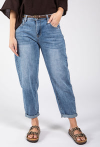 Belted Barrel Jeans